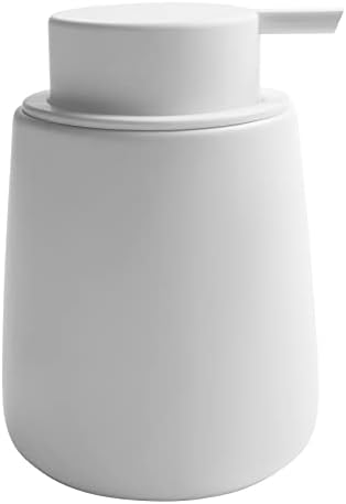 Ceramic Soap Dispenser with Easy to Press Pump 12 oz White