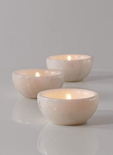 Serene Spaces Living Set of 2 Small White Natural Marble Bowls