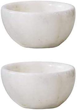 Serene Spaces Living Set of 2 Small White Natural Marble Bowls
