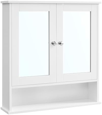 VASAGLE Wall Mounted Bathroom Cabinet with Mirror Doors