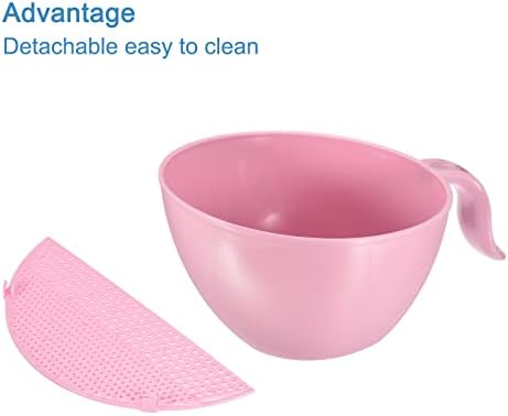 Rice Washing Bowl Set with Quick Drain and Long Handle - Pink
