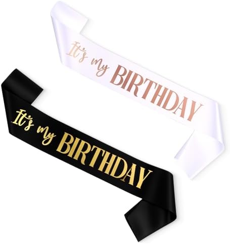 Birthday Sash 2 Packs for Women Girls Boys Party Favors