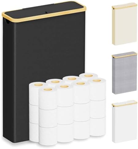 SpaceAid Extra Large Toilet Paper Storage with Lid Black