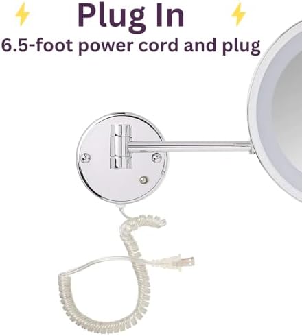 JERDON 5X Magnification Wall-Mount Makeup Mirror