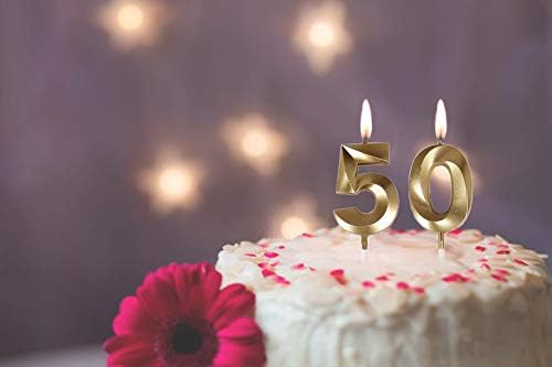 50th Birthday Gold Candles Cake Topper Decorations