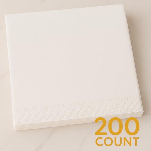 White Cocktail Napkins 200 Count 2-Ply Soft Absorbent