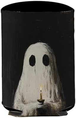 Beer Can Cooler Sleeve Ghost Candle Halloween Insulated Holder