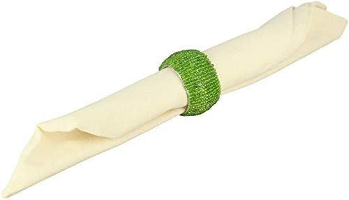 YourKart Handmade Beaded Napkin Rings Set of 6 Green