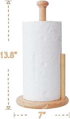 E-ROOM TREND Paper Towel Holder Large Base 7 Inch Wooden Natural
