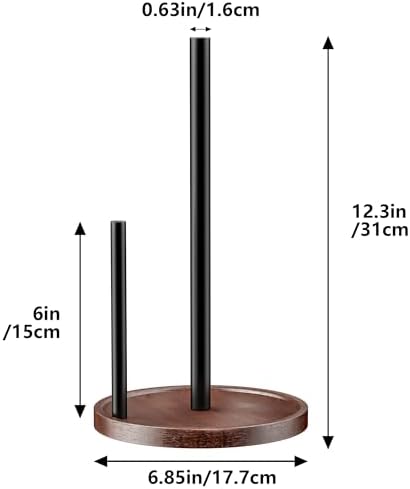 Wooden Paper Towel Holder with Stainless Steel Rods