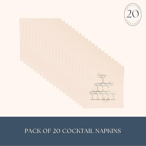 Champagne Tower Cocktail Napkins 5 Inch Folded 20 Pack