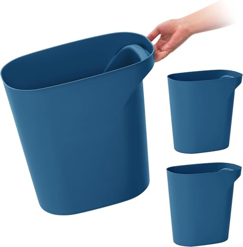 IRIS USA 6 Gallon Trash Can 3-Pack Navy Eco Friendly