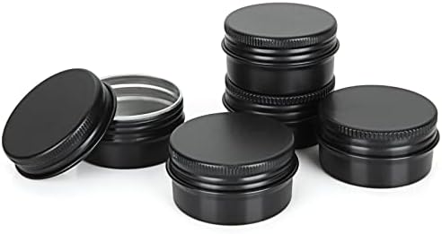 Acrux7 50 Pack 1oz Black Aluminum Tins with Lids