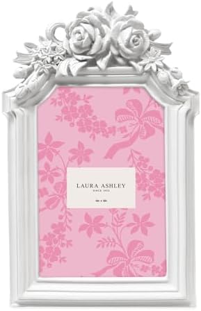 Laura Ashley 4x6 White Rosette Crown Picture Frame With Easel Hook