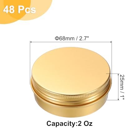 Uxcell 2 Oz Aluminum Tin Cans 48 Pcs Gold Set