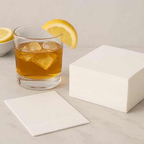 White Cocktail Napkins 200 Count 2-Ply Soft Absorbent