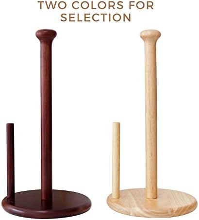 E-ROOM TREND Paper Towel Holder Large Base 7 Inch Wooden Natural