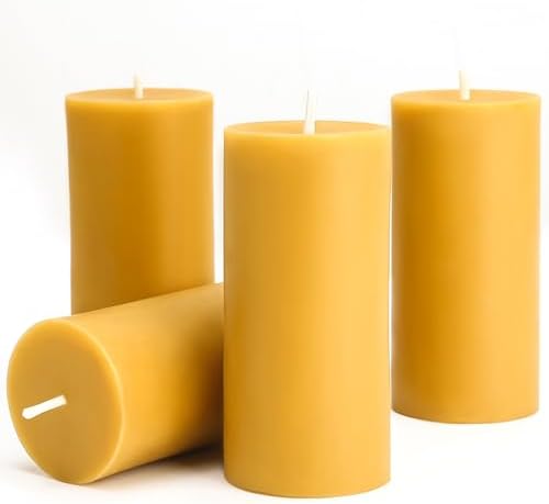 Natural Beeswax Candles 4 Pack with 140 Hours Burn Time