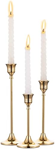 NUPTIO Brass Gold Candlestick Holder Set of 3