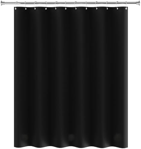 AmazerBath Heavy Duty Black Shower Curtain Liner 72x72 Inches