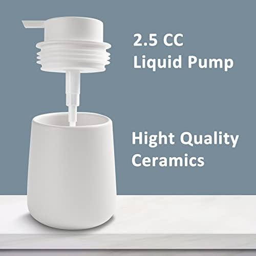 Ceramic Soap Dispenser with Easy to Press Pump 12 oz White