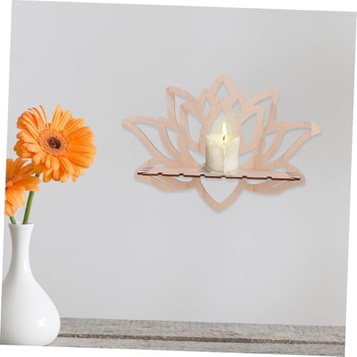 Luxshiny Hollow Pattern Lotus Candle Holder Wall Decor Floating Shelf