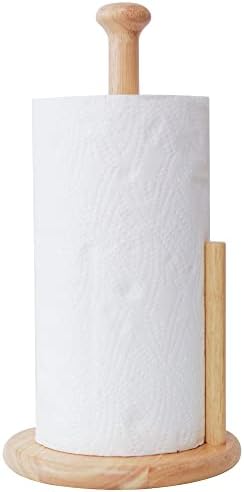E-ROOM TREND Paper Towel Holder Large Base 7 Inch Wooden Natural