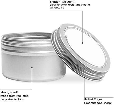 15 Pack 4oz Aluminum Round Tins with Clear Tops