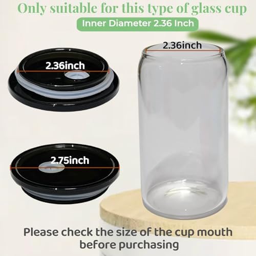 4 Pack Acrylic Lids for Glass Cups with Bamboo Lids and Straws