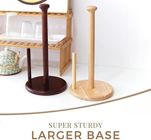 E-ROOM TREND Paper Towel Holder Large Base 7 Inch Wooden Natural