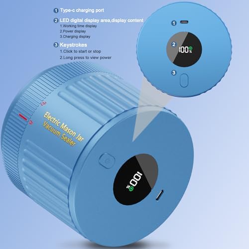 Electric Mason Jar Vacuum Sealer Kit - Blue