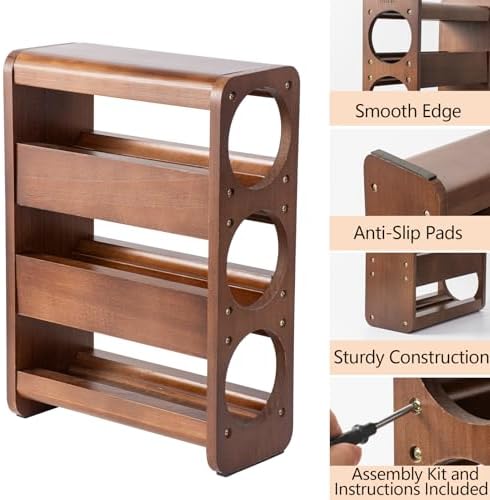 3 Bottle Tabletop Wine Rack Pine Wood Holder