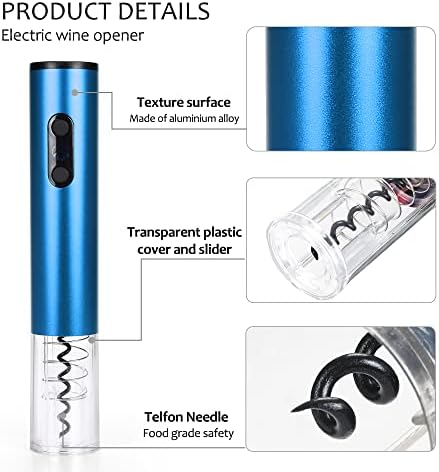 Tirrinia Electric Wine Opener Set with Aerator and Foil Cutter Blue