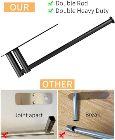 STWWO Under Cabinet Paper Towel Holder 13 Inch Matte Black