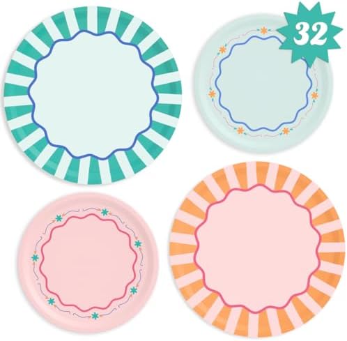 XO Fetti Italian Summer Paper Plates 32pk Mix Sizes