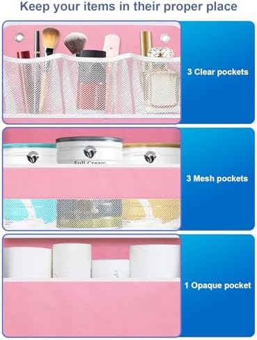 2 Pack Over Door Organizer with Clear Window and 4 Large Pockets