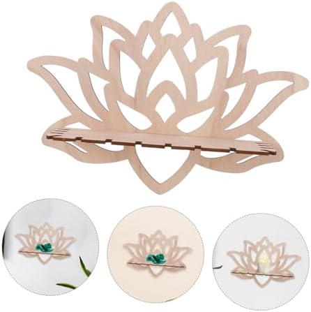 Luxshiny Hollow Pattern Lotus Candle Holder Wall Decor Floating Shelf