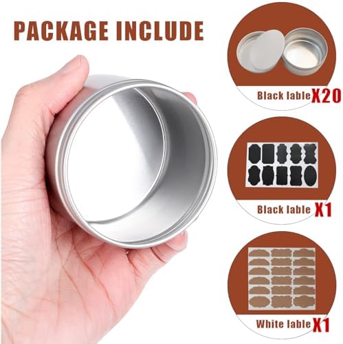 3 oz Aluminum Tin Cans 20 Pack with Lids and Labels