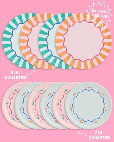 XO Fetti Italian Summer Paper Plates 32pk Mix Sizes