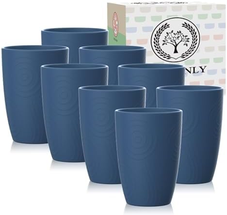 Homienly Wheat Straw Cups 8 PCS Reusable Drinking Glasses