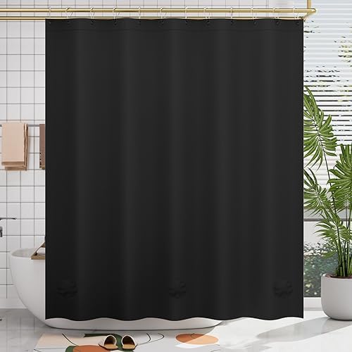 AmazerBath Heavy Duty Black Shower Curtain Liner 72x72 Inches