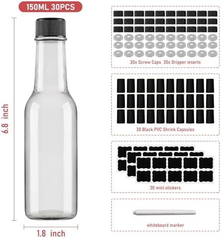 30 Pack 150ml Clear Hot Sauce Bottles
