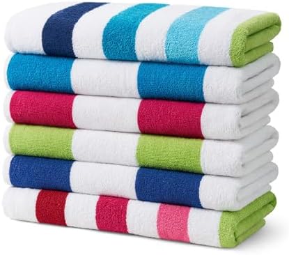 Ben Kaufman Cabana Stripe Beach Pool Towel 6 Pack