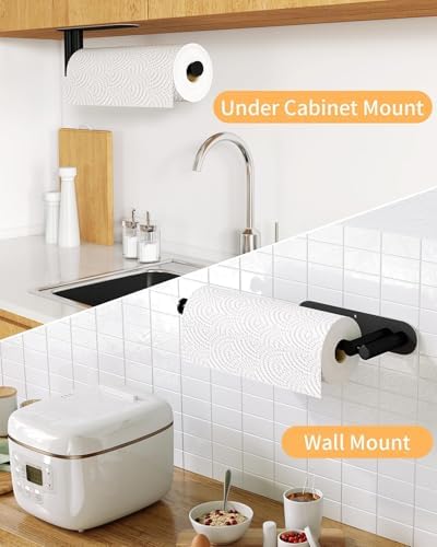 STWWO Under Cabinet Paper Towel Holder 13 Inch Matte Black