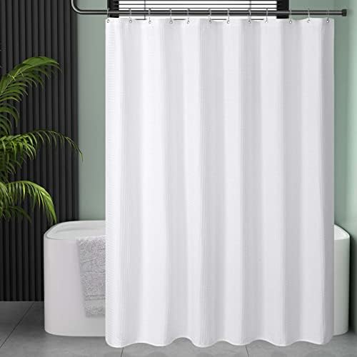 AmazerBath White Waffle Shower Curtain Heavy Duty