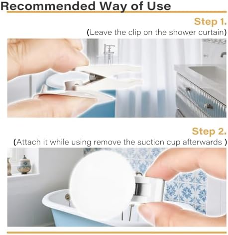 6 Pack Shower Curtain Clips with Suction Cup Windproof Splash Guard
