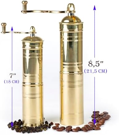 Set of Two Brass Manual Coffee Grinders with Handle