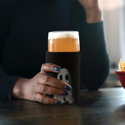 Beer Can Cooler Sleeve Ghost Candle Halloween Insulated Holder