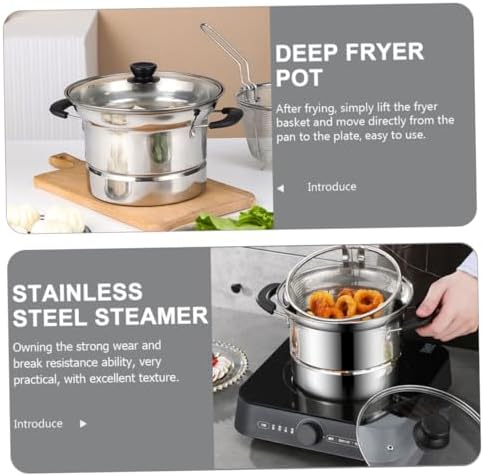 Stainless Steel Deep Fryer Pot with Handle and Lid