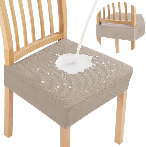 Smiry Waterproof Dining Chair Covers Set of 4 Taupe